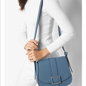 Michael Kors Pebbled Leather Saddle Bag - Denim